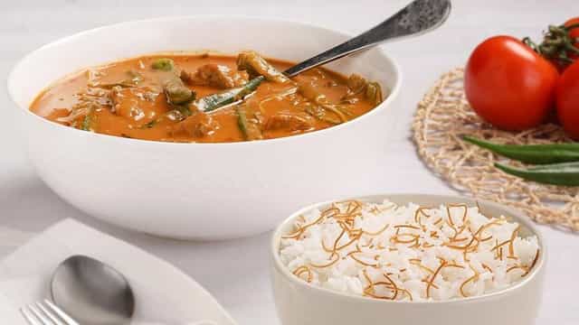 Photo of Okra with meat and vermicelli rice